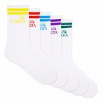 Kubota Sport Socks 5P White / Rainbow