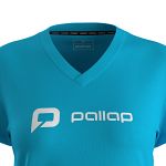 Pallap Women's V-Neck T-Shirt Cyan Blue / White