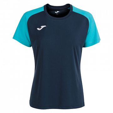 Joma Academy IV Woman SS Tee Navy Blue / Fluorescent Turquoise