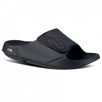 OOFOS OOahh Sport Flex Recovery Sandals Black Labirynth