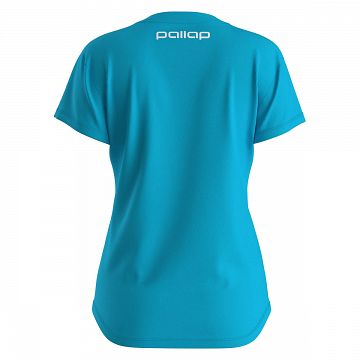 Pallap Women's V-Neck T-Shirt Cyan Blue / White