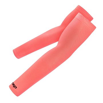 CEP Core Run Ultralight Short Arm Sleeves Neon Coral