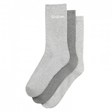 Wilson Crew Logo Socks 3P White / Black / Gray