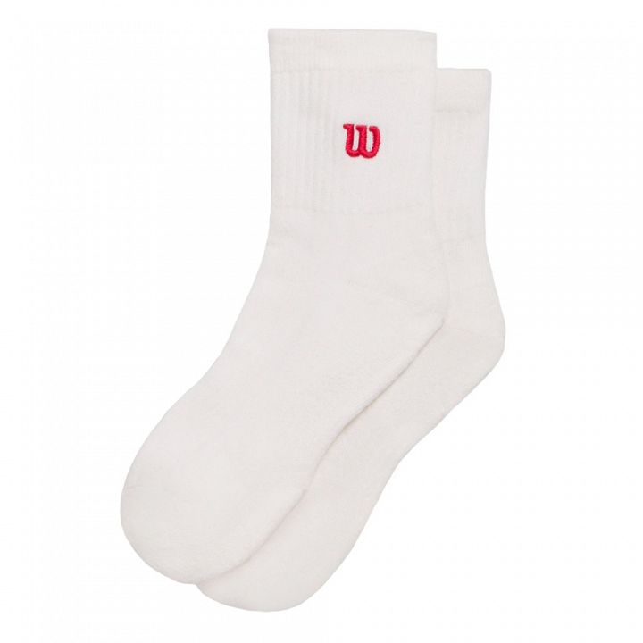 Wilson Quarter-Top Socks 1P Bright White / Infrared